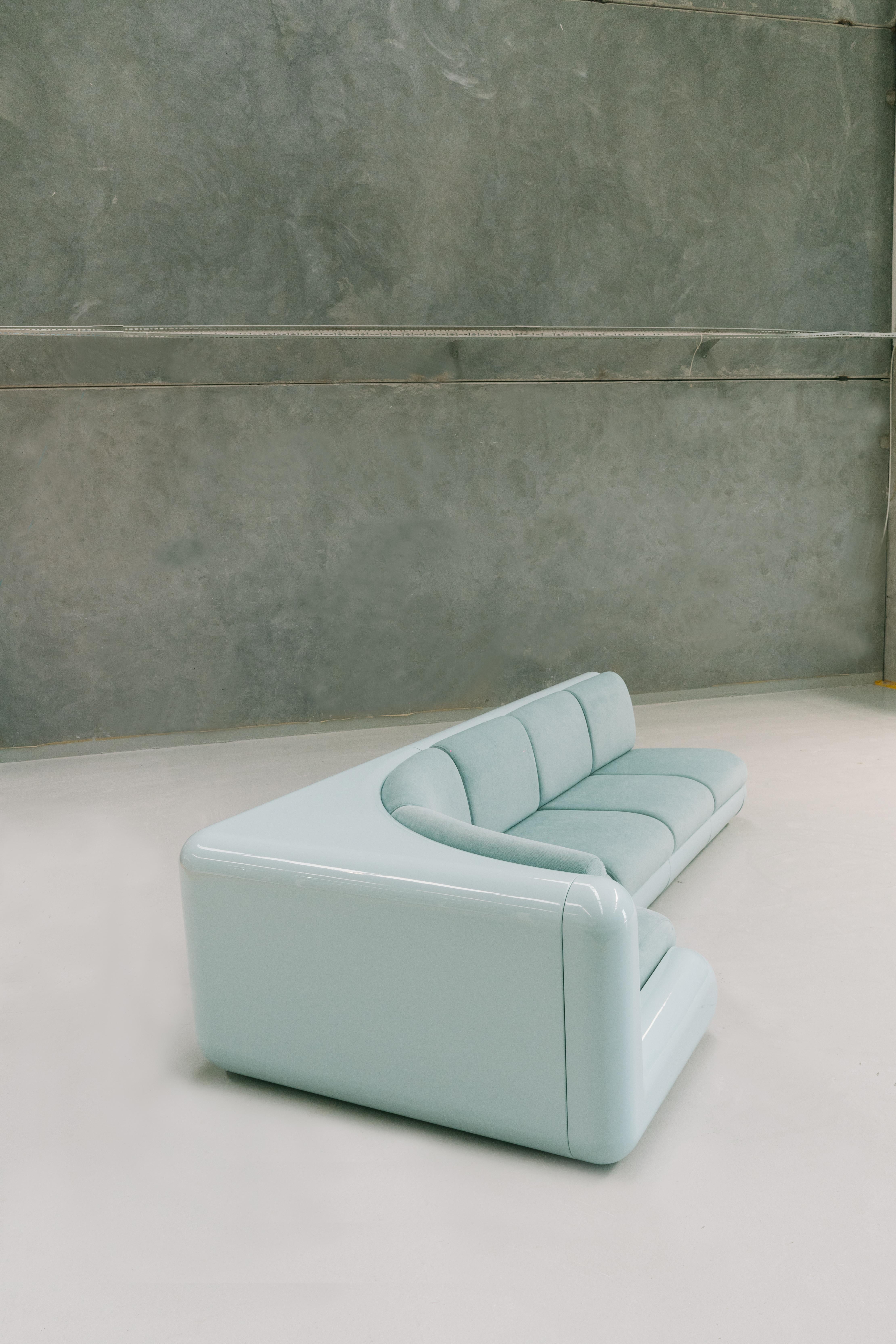Turkish T4 Corner Sofa in Ice Blue For Sale