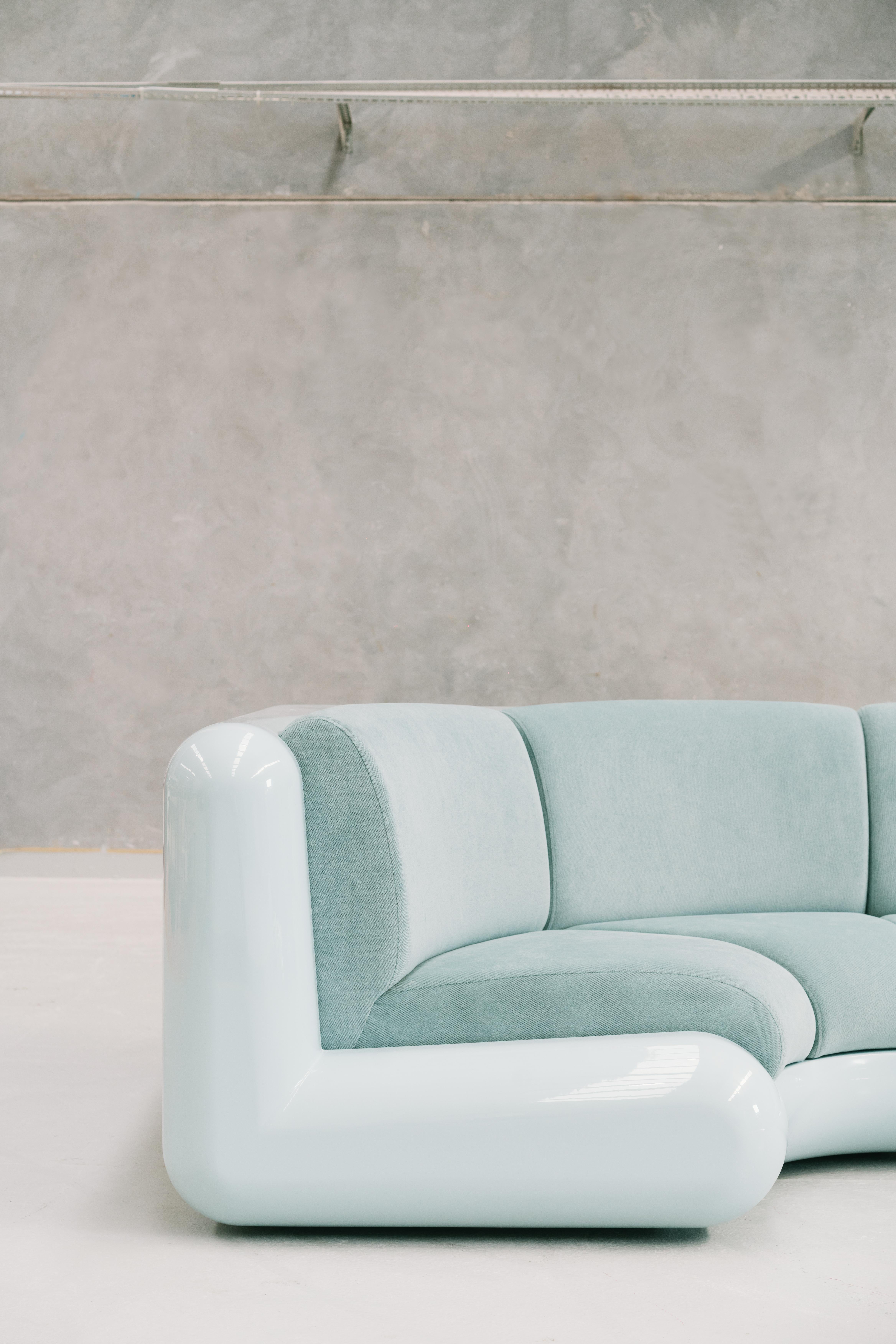Contemporary T4 Corner Sofa in Ice Blue For Sale