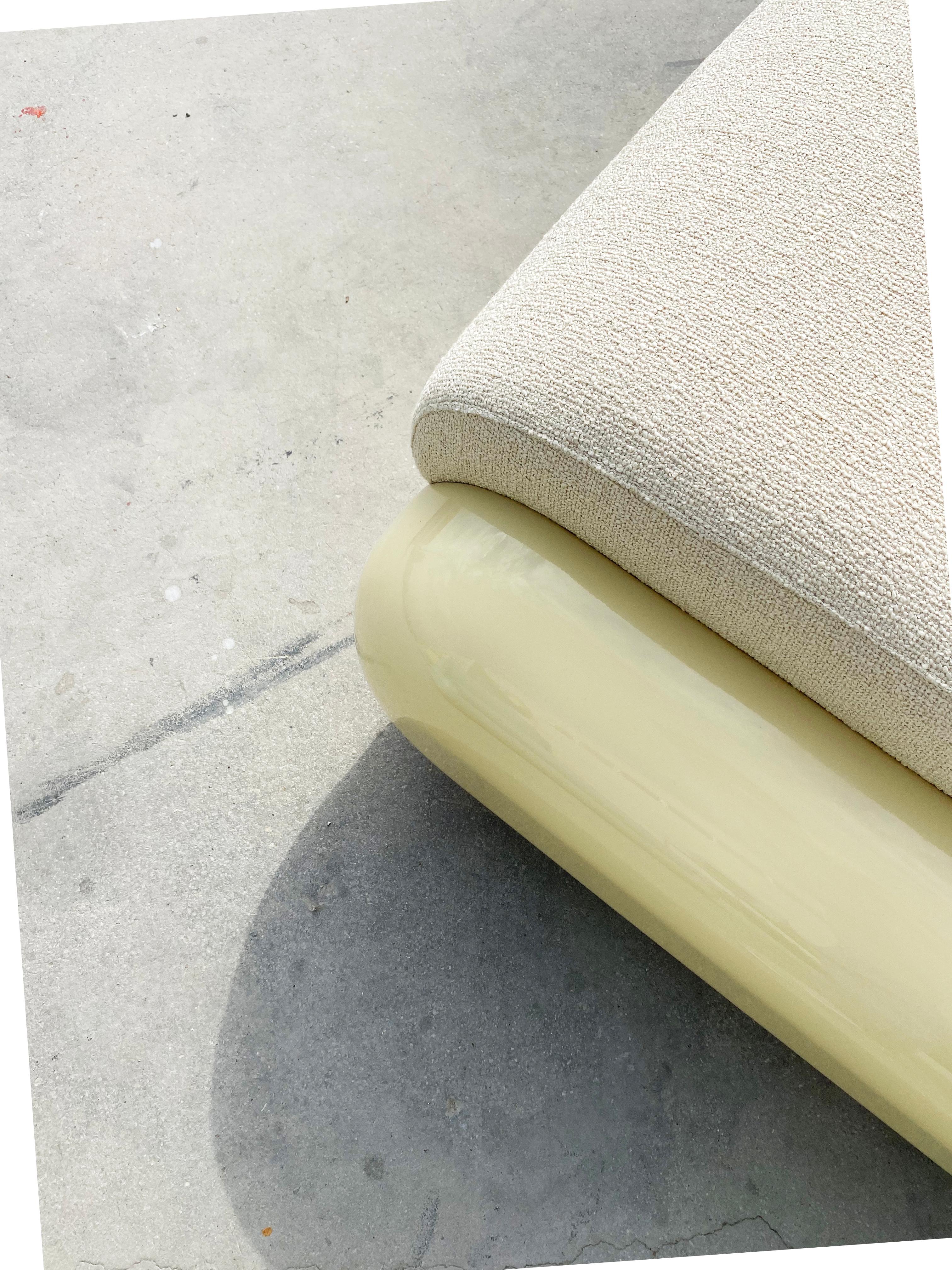 Contemporary T4 Single Seat in Cream Soda with Bouclé Upholstery For Sale