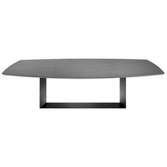 In stock in Los Angeles, T5 Grey Ceramic and Metal Dining Table, Made in Italy