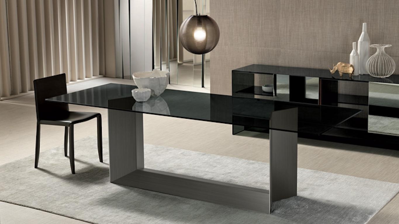 Table de salle à manger T5 grise en céramique et métal, conçue par Giulio Mancini, fabriquée en Italie en vente 7