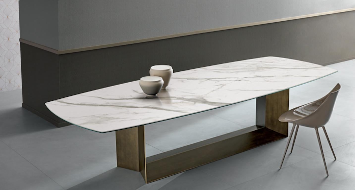 Table de salle à manger T5 grise en céramique et métal, conçue par Giulio Mancini, fabriquée en Italie en vente 8