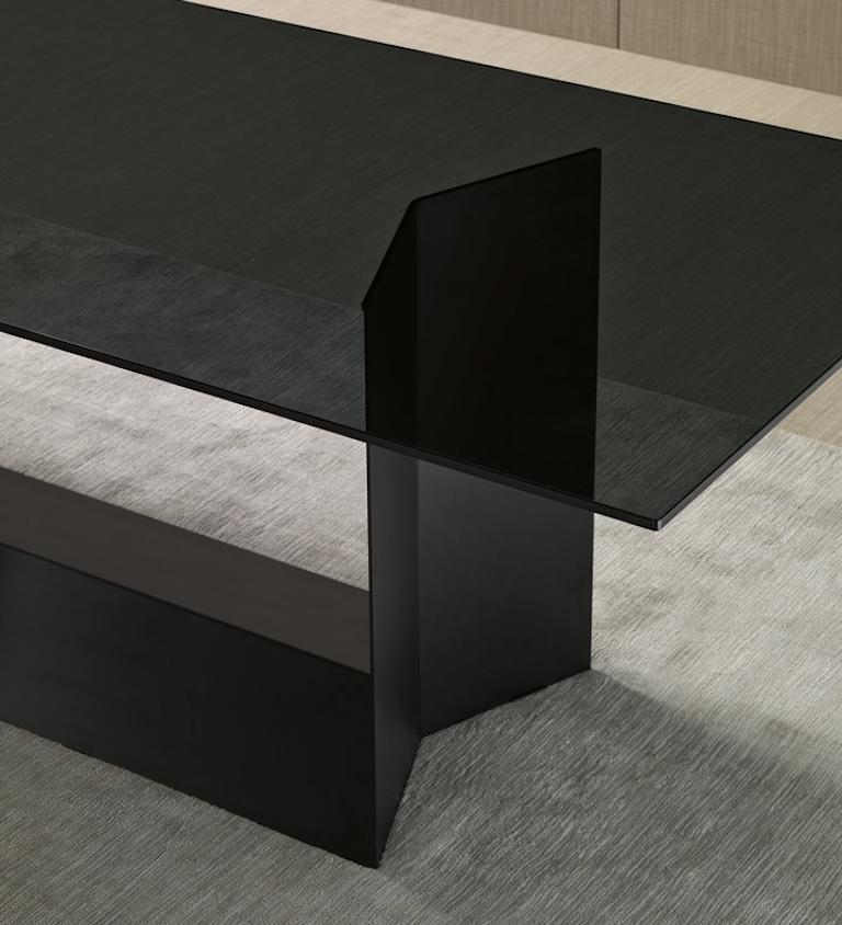 Table de salle à manger T5 grise en céramique et métal, conçue par Giulio Mancini, fabriquée en Italie en vente 2