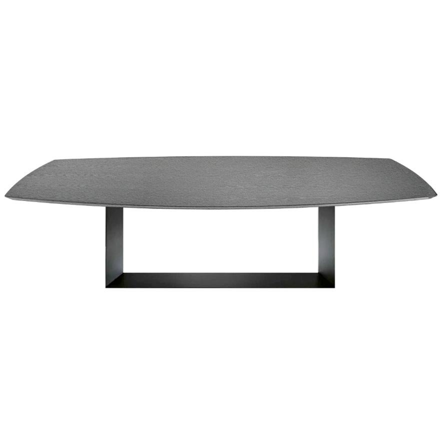 Table de salle à manger T5 grise en céramique et métal, conçue par Giulio Mancini, fabriquée en Italie en vente
