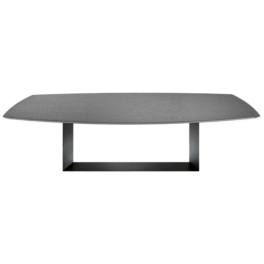 Table de salle à manger T5 grise en céramique et métal, conçue par Giulio Mancini, fabriquée en Italie