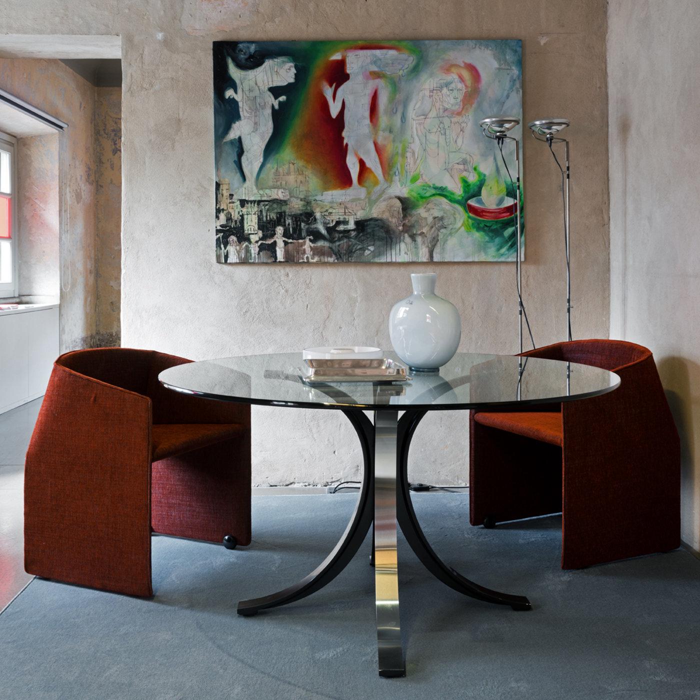 Steel T69 Round Table by Osvaldo Borsani and Eugenio Gerli