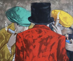 Les conspirateurs discutant d'un plan d'action, peinture sur toile