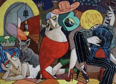 King of jazz relaxing, Painting, Oil on Canvas