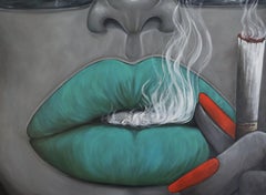 Lady with green lips, Painting, Oil on Canvas