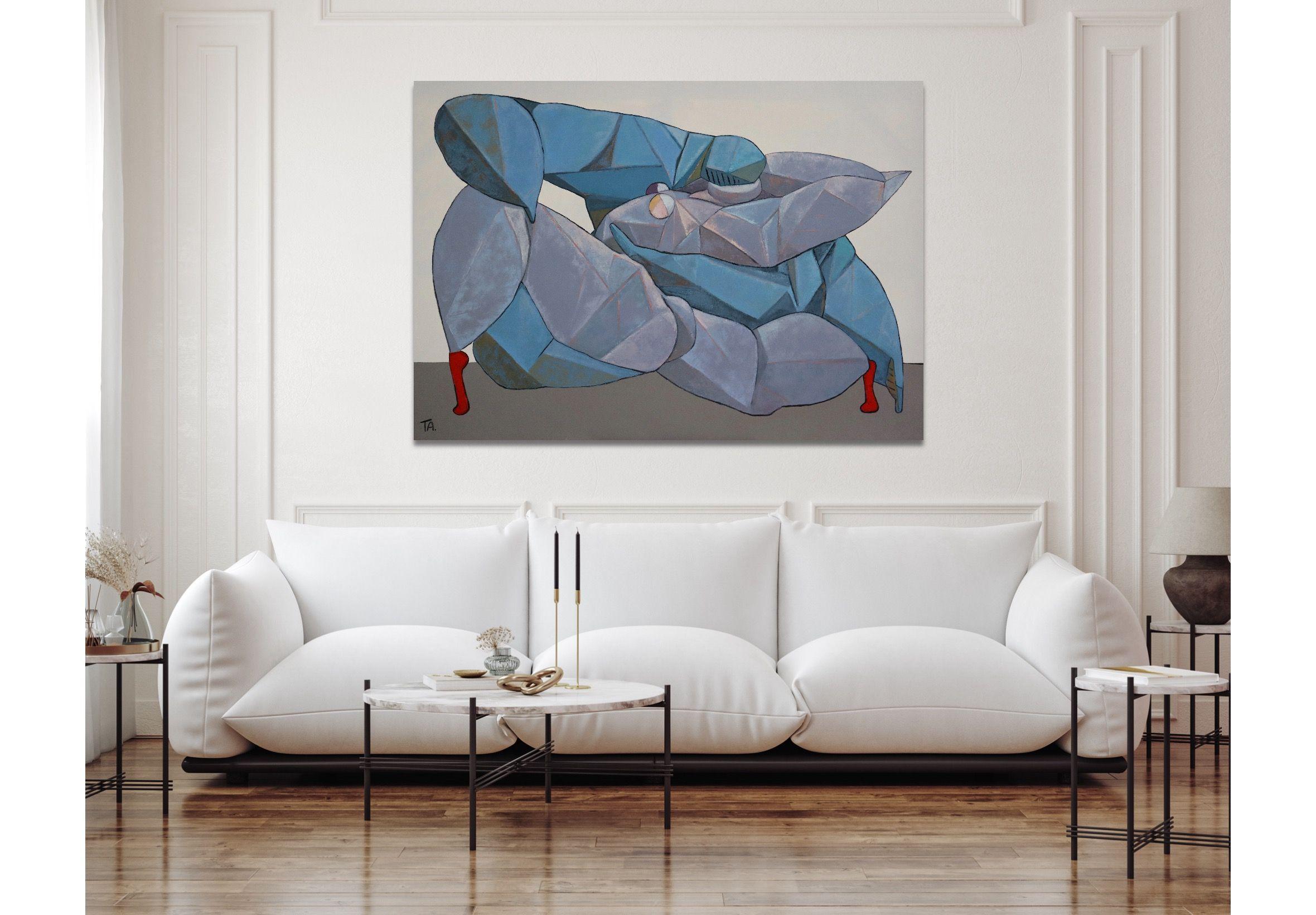 Amanti, Pittura, Olio su tela - Abstract Painting Grigio di Ta Byrne