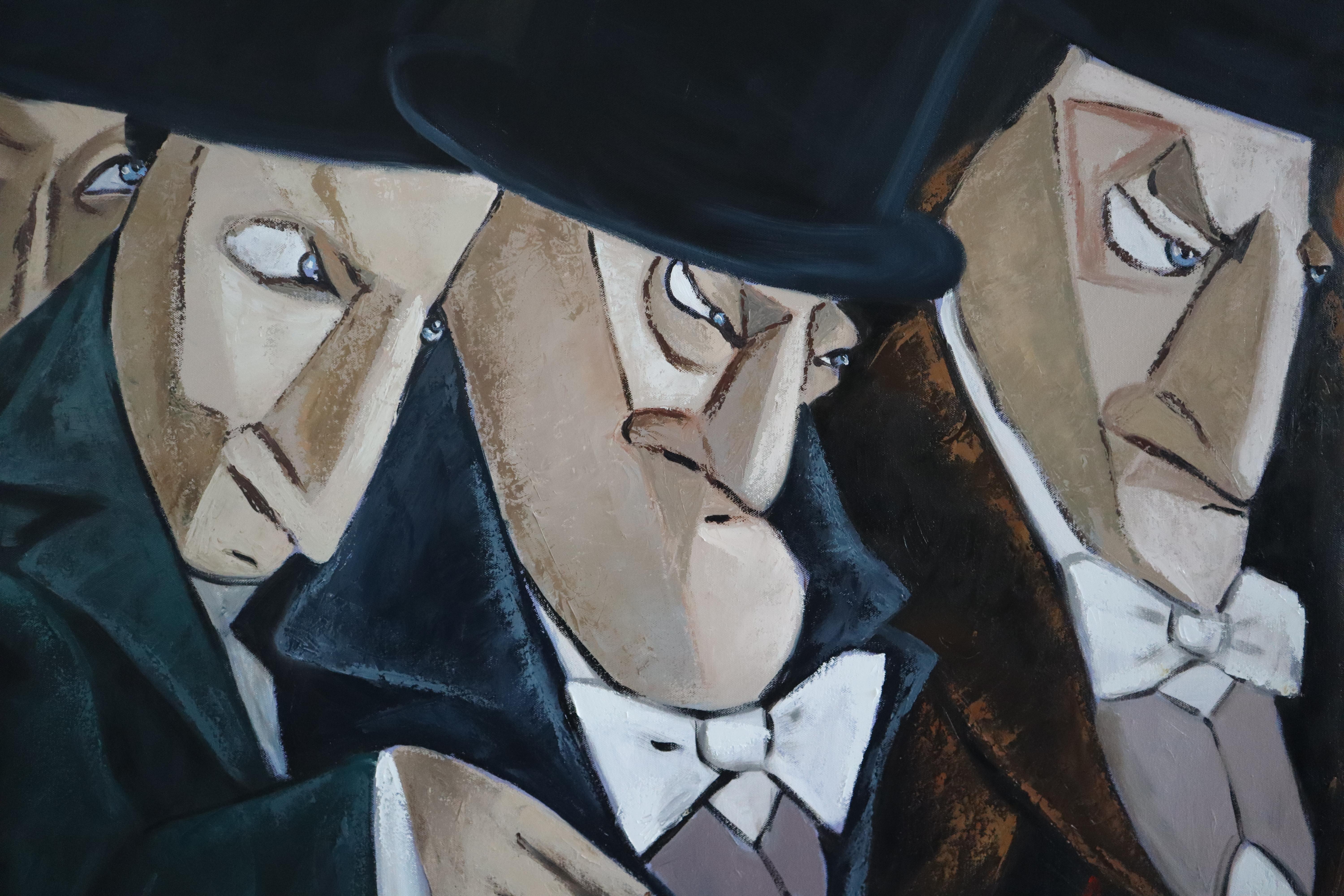 Top Hat and Tails, Original Figurative Oil Painting 150x200 cm by Ta Byrne For Sale 8
