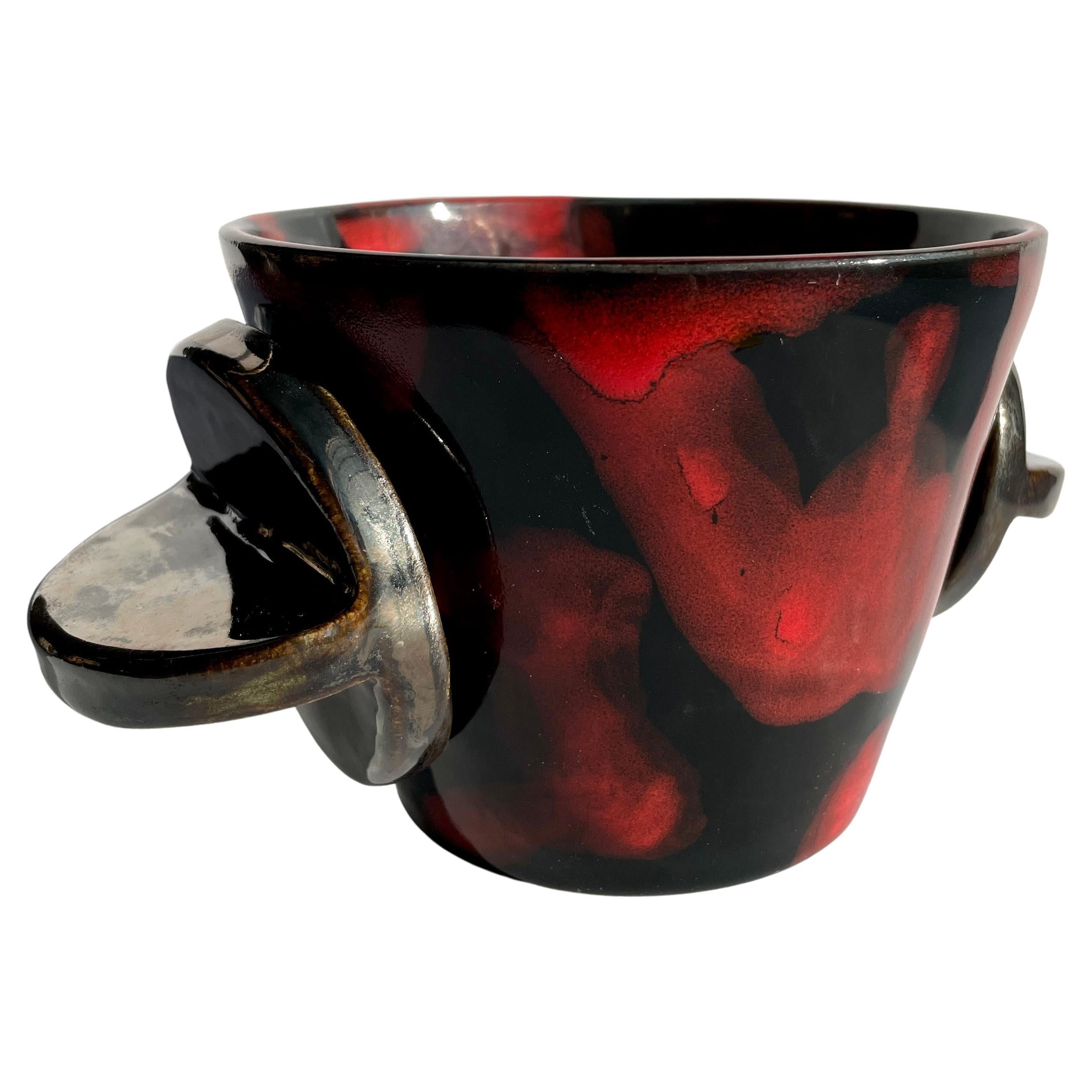 The Tab V, shown here in diffused China Red / Raven and broken silver, the food safe vessel for your favorite beverage of choice, entertaining, or as a decorative object or objet d'art. Versatile, sustainable and one of kind, made of recycled
