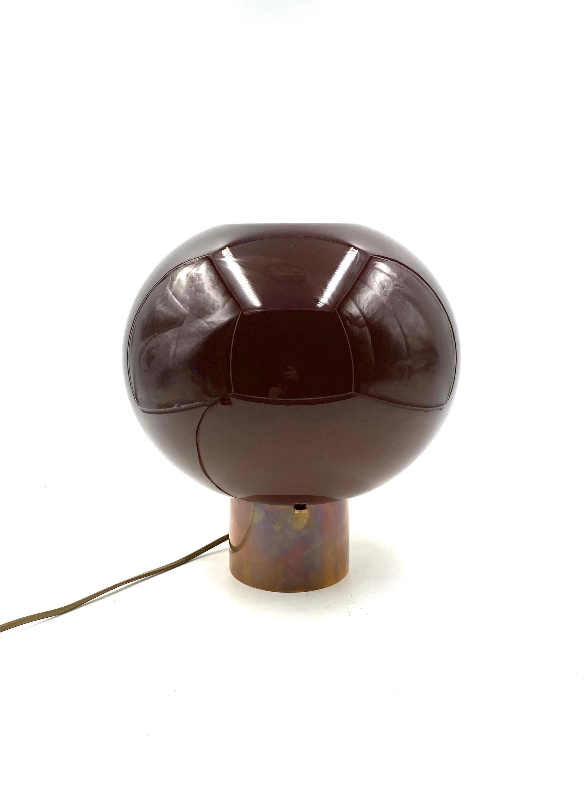 Tabacco brown Murano glass mushroom table lamp, Italy 1980s For Sale 4