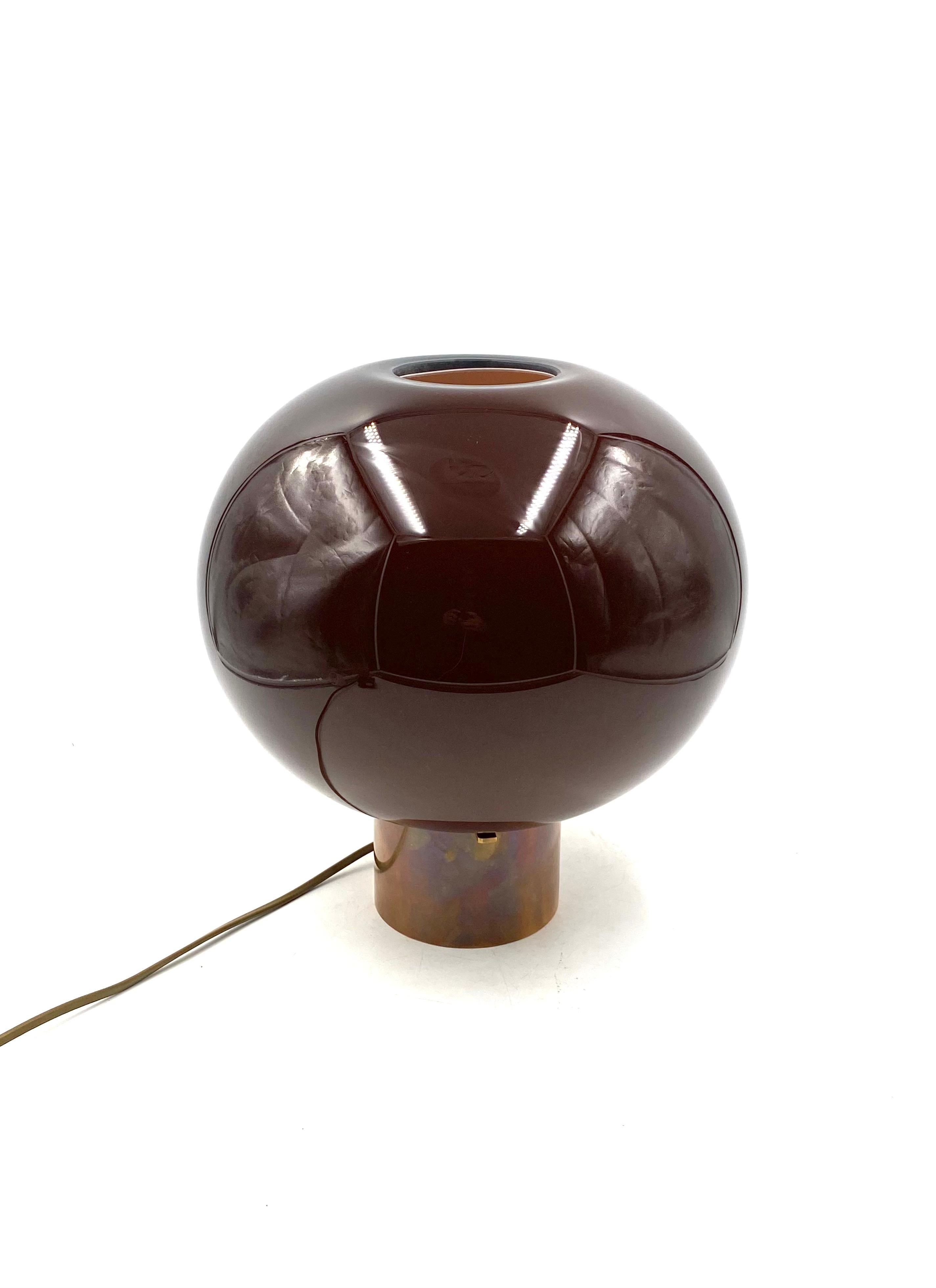 Tabacco brown Murano glass mushroom table lamp, Italy 1980s For Sale 5