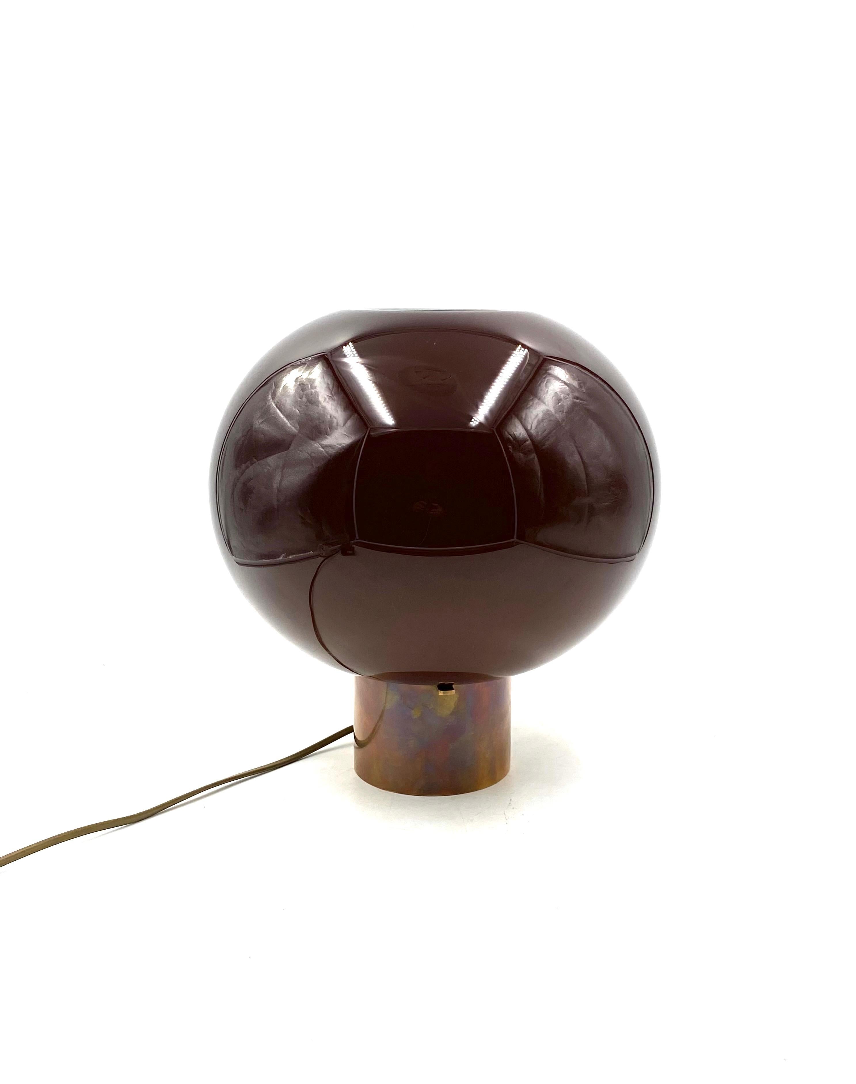 Tabacco brown Murano glass mushroom table lamp, Italy 1980s For Sale 6