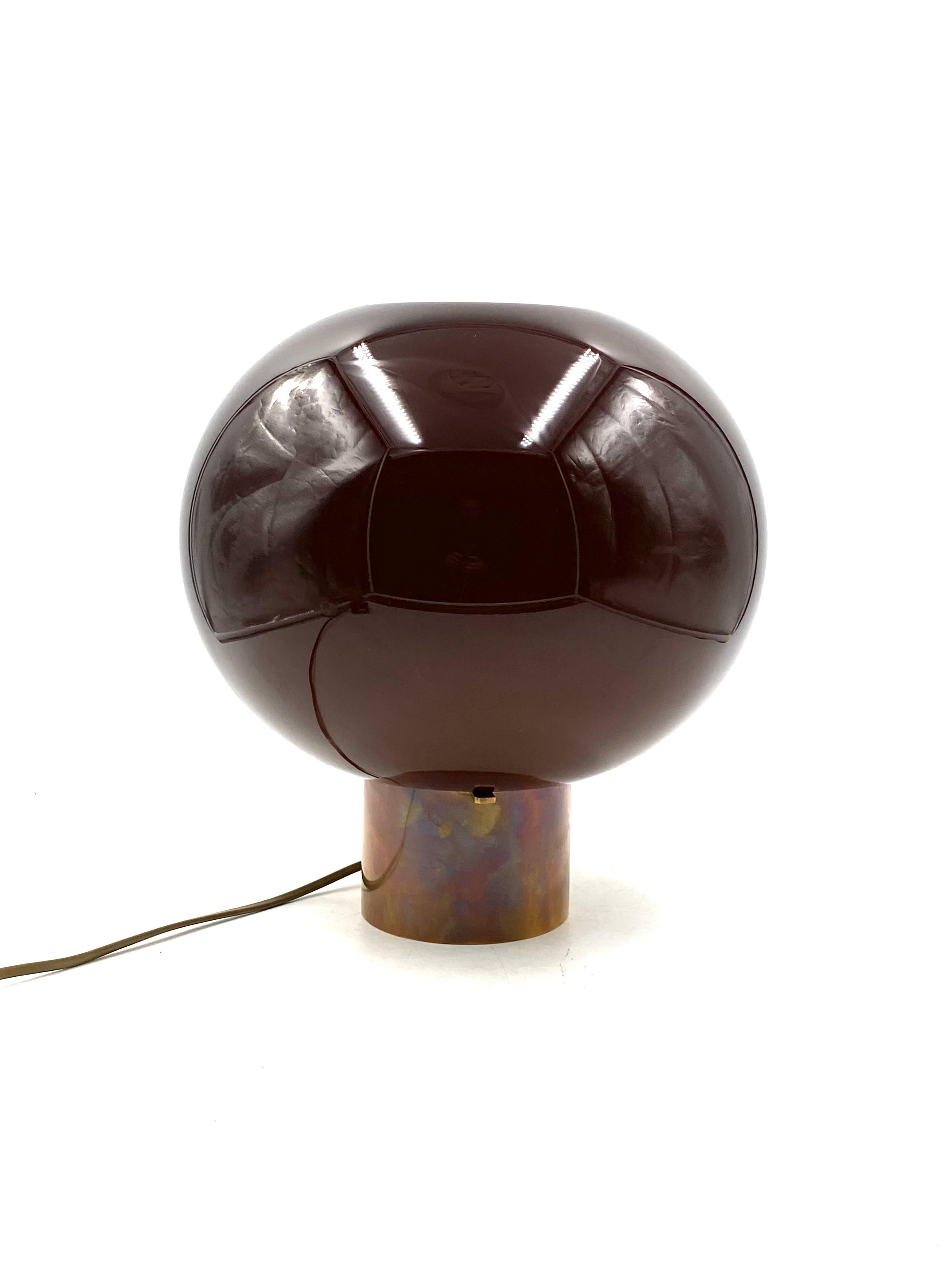Tabacco brown Murano glass mushroom table lamp, Italy 1980s For Sale 7