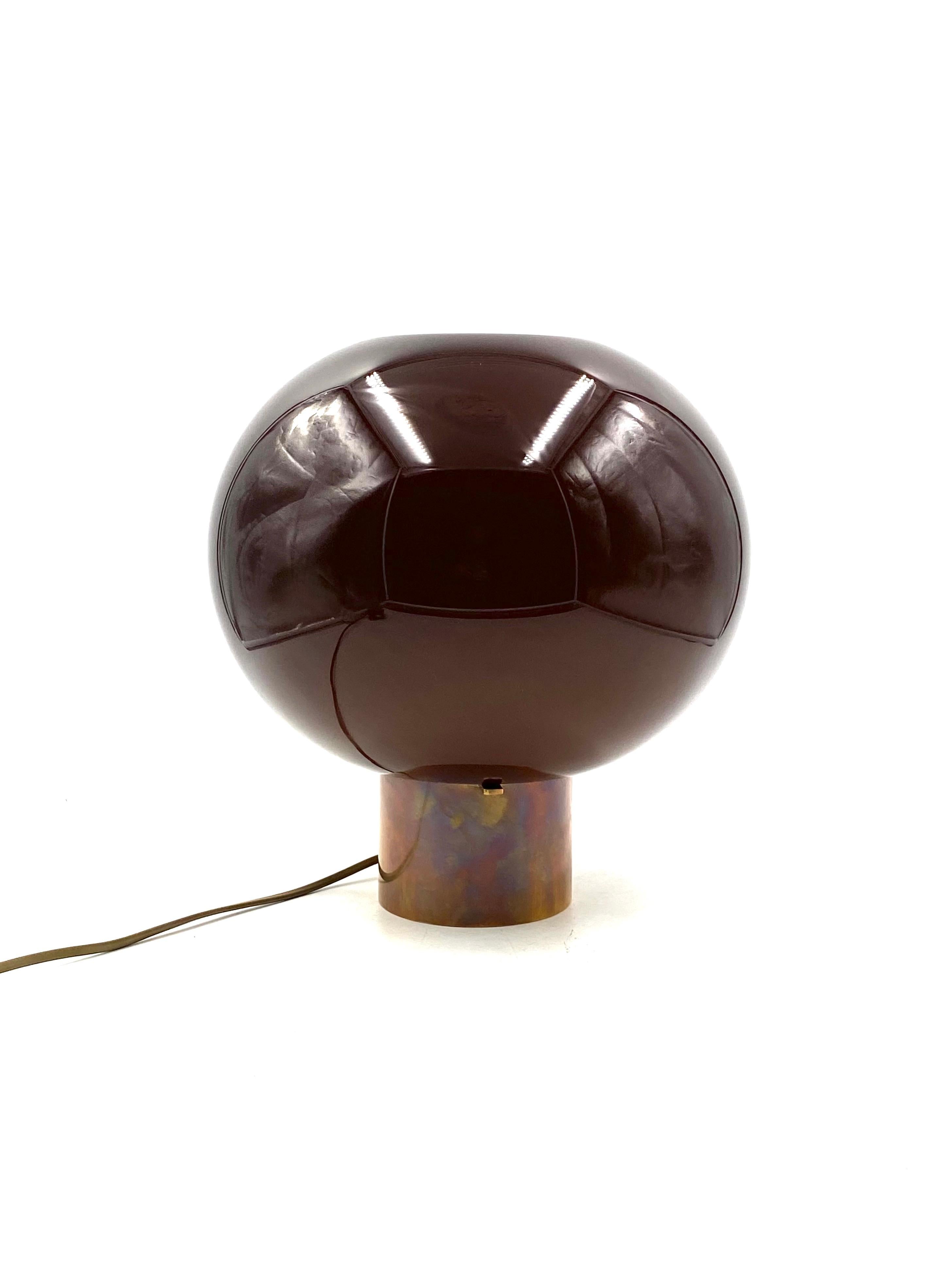 Tabacco brown Murano glass mushroom table lamp, Italy 1980s For Sale 8
