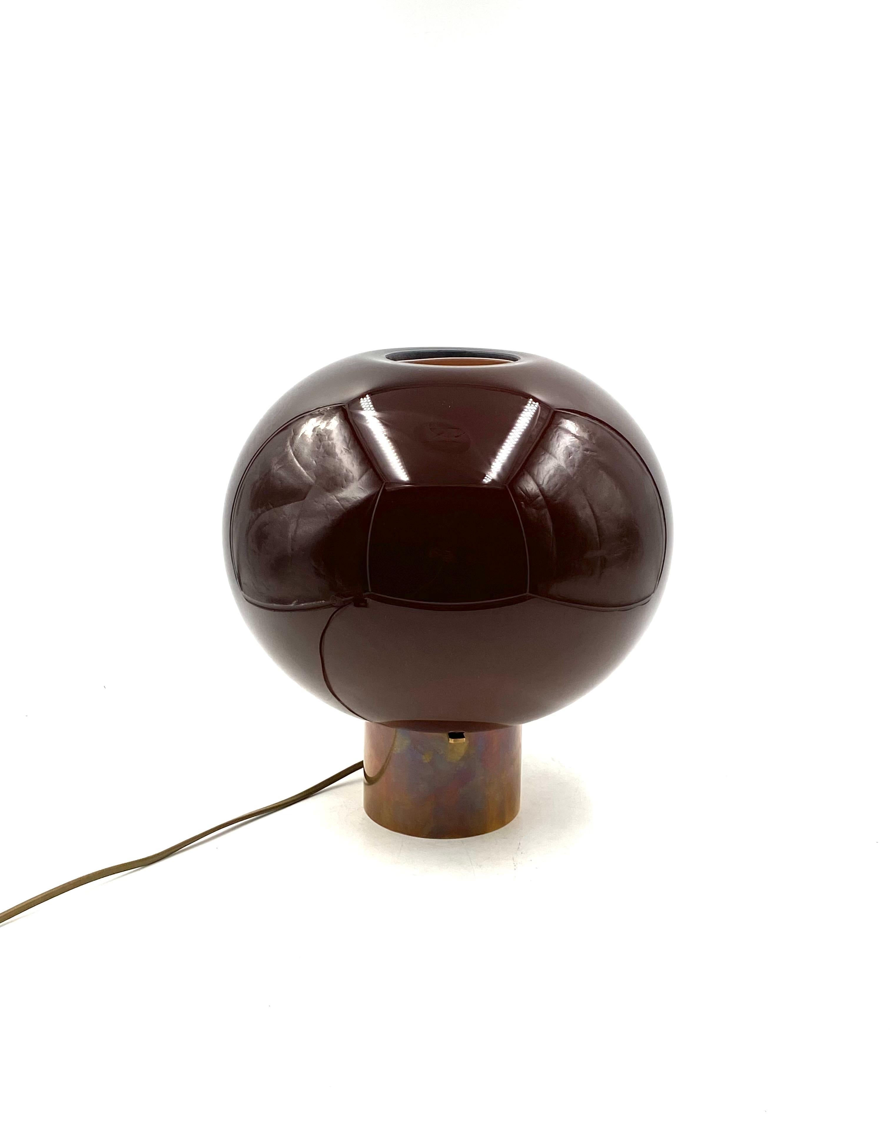 Tabacco brown Murano glass mushroom table lamp, Italy 1980s For Sale 9