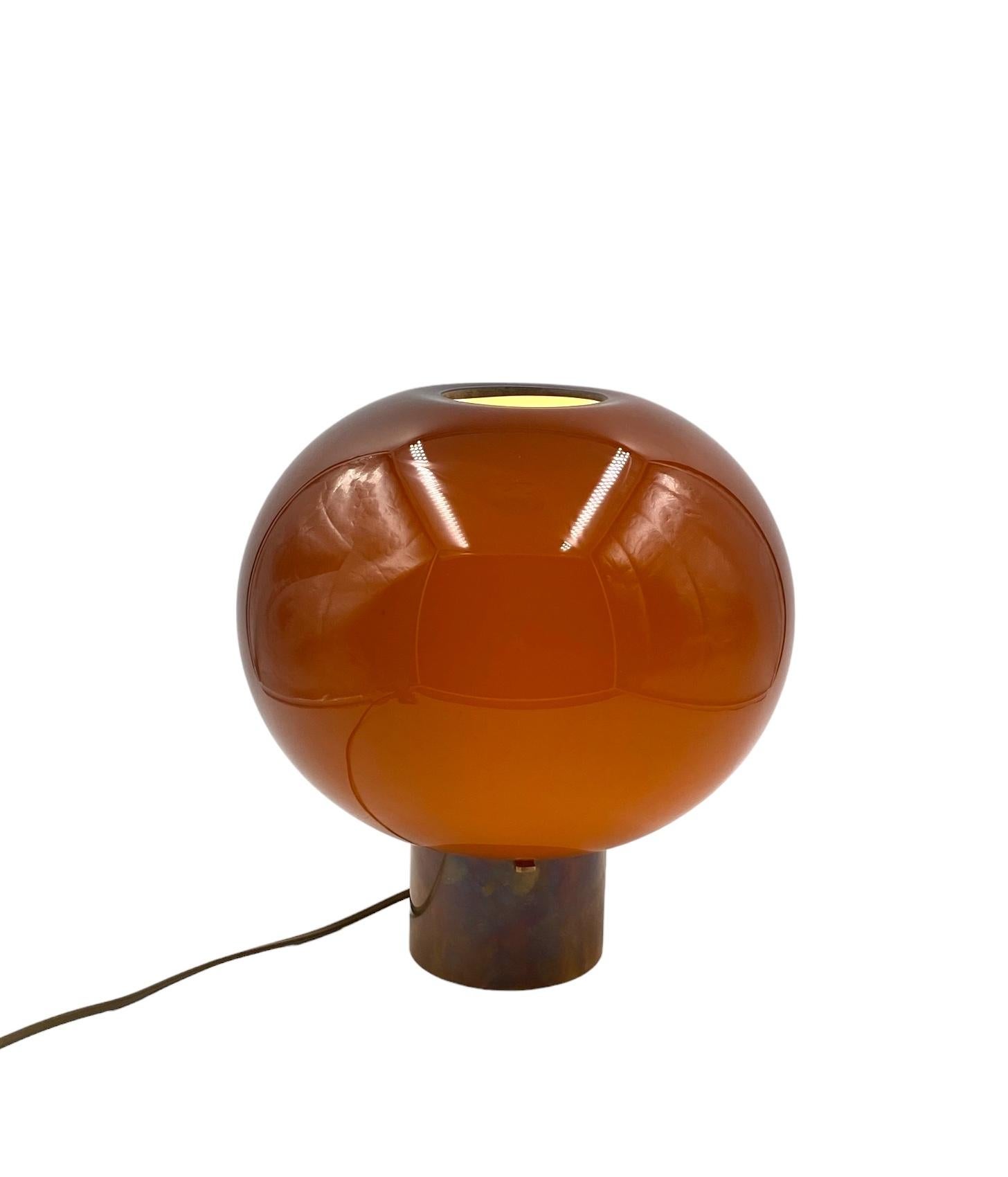 Tabacco brown Murano glass mushroom table lamp, Italy 1980s For Sale 10