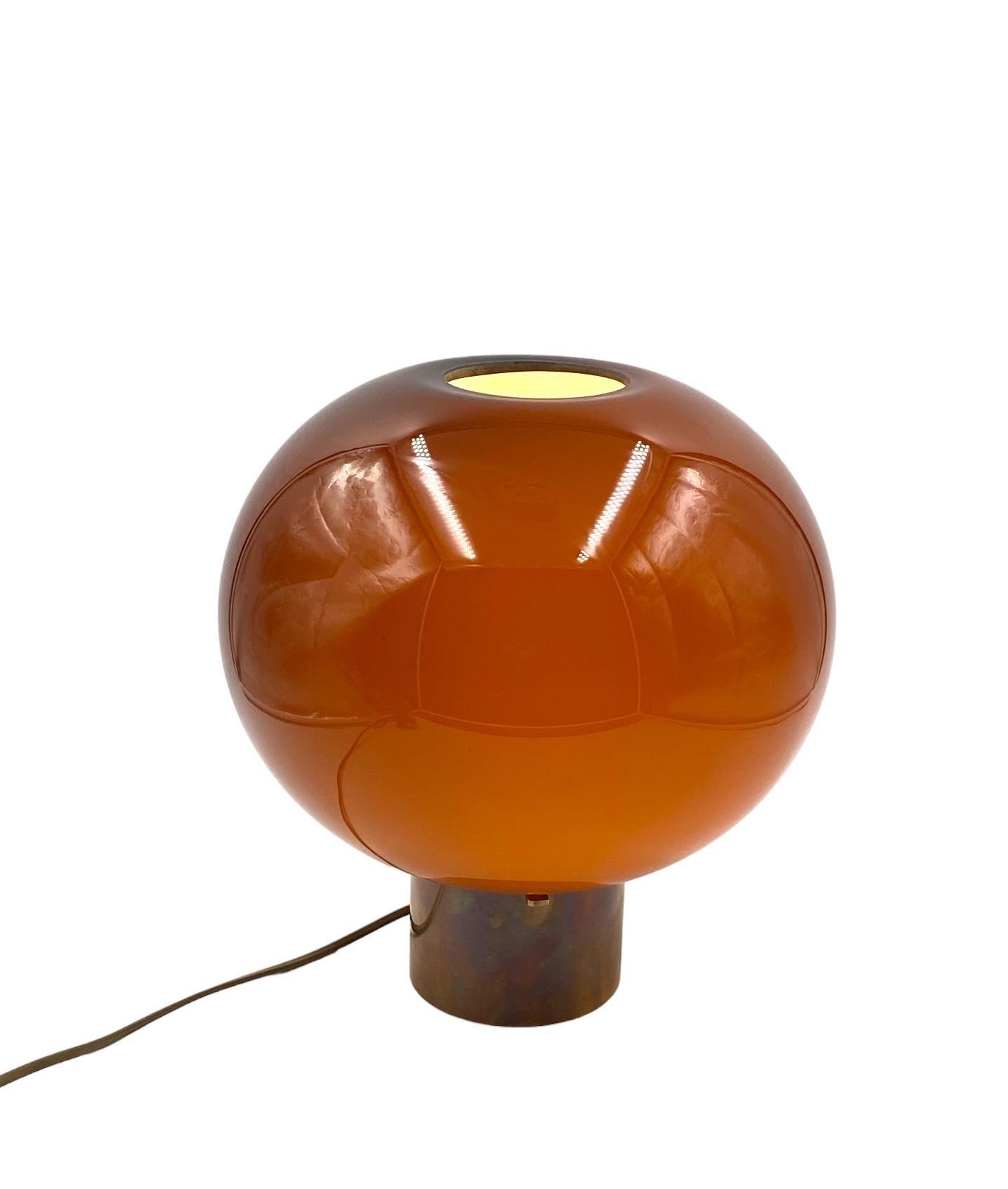 Tabacco brown Murano glass mushroom table lamp, Italy 1980s For Sale 11