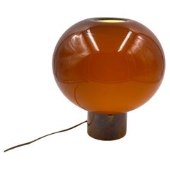 Tabacco lampe de table à champignon en verre de Murano brun, Italie années 1980