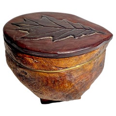 Tabacco Pot, in Wood and Brass, Brown Color, French, 1970