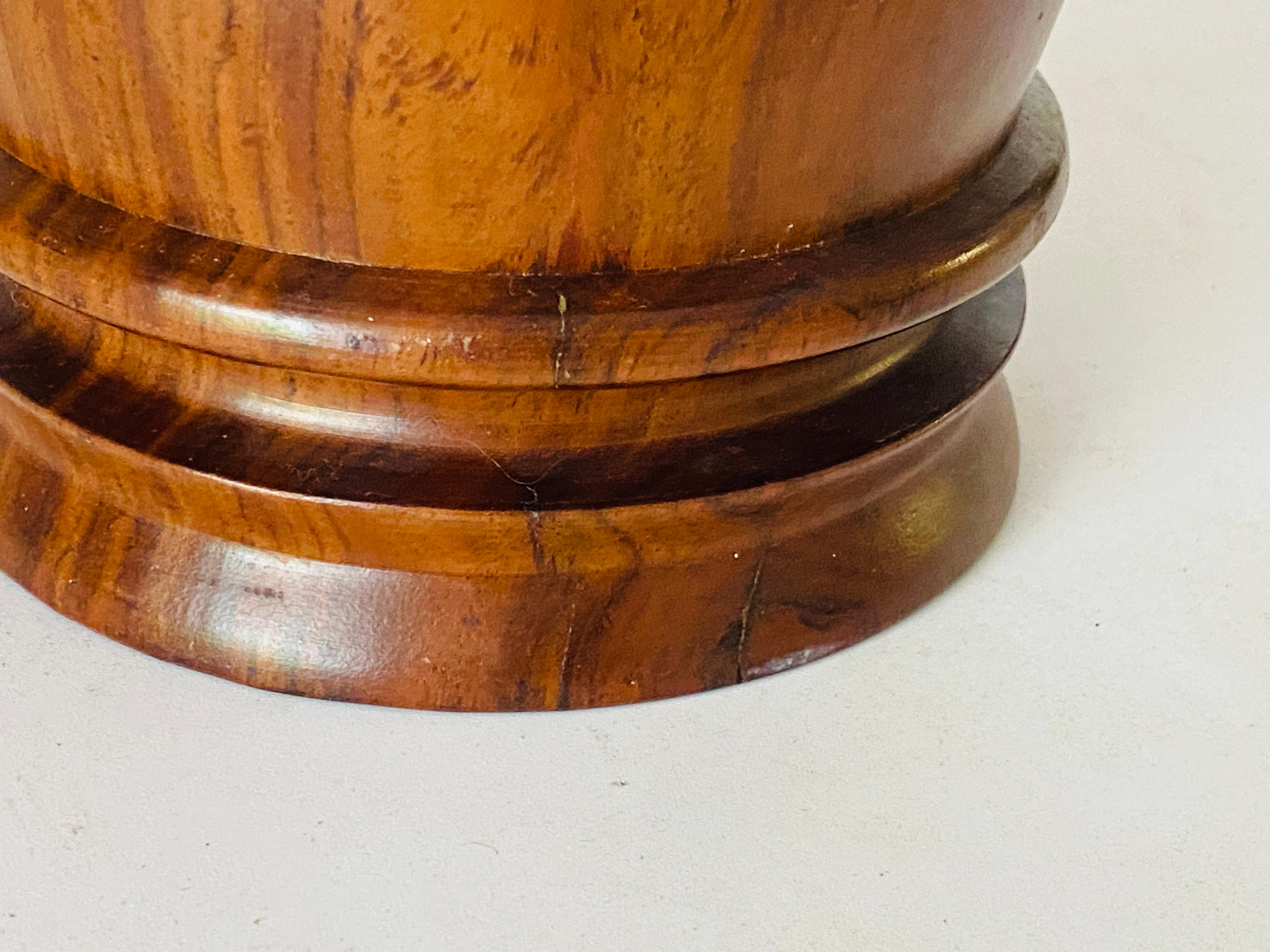 Wood Tabacco Pot With a Lid in Brown Color French 1970 For Sale