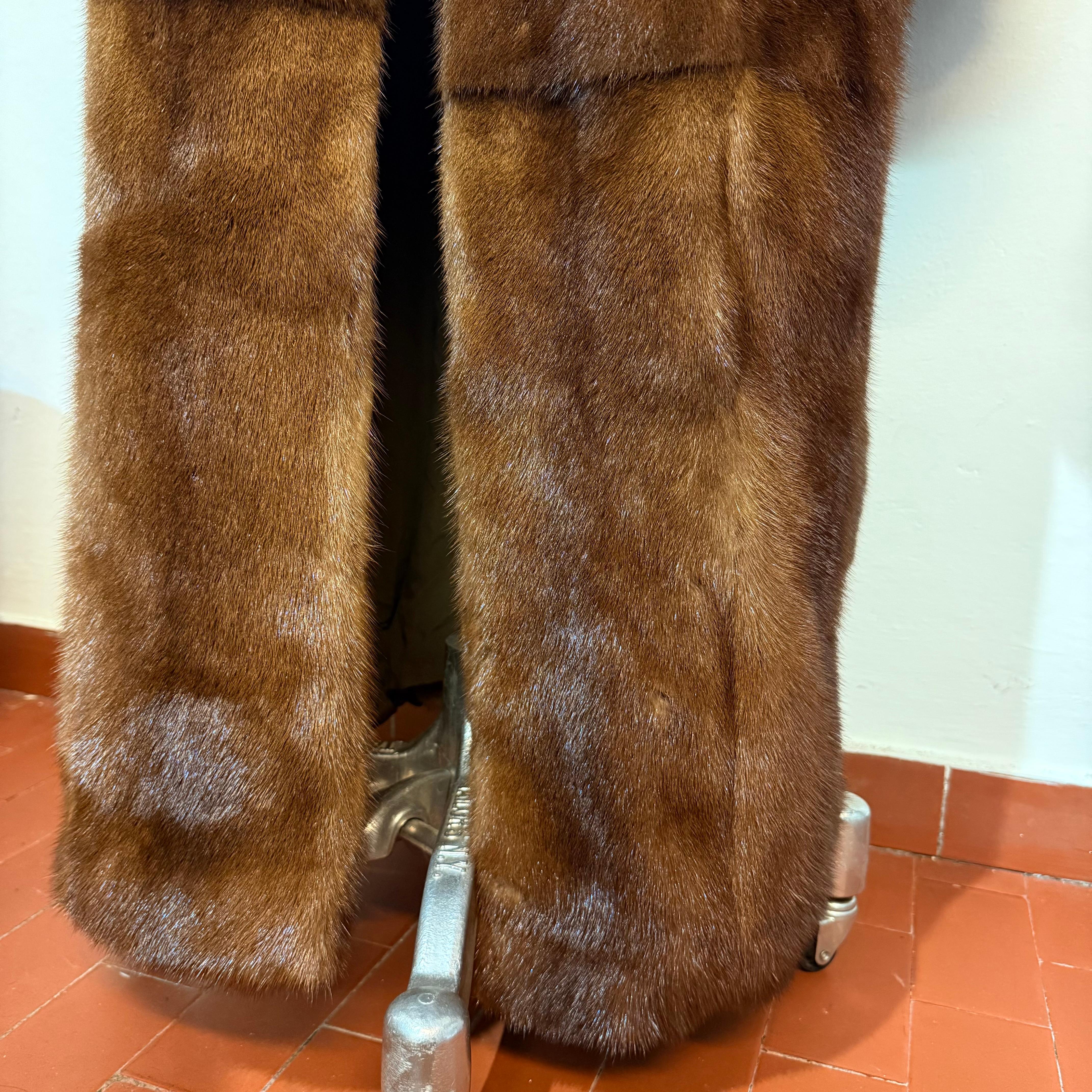 Tabak Brown Real Mink Long Fur Coat M In condizioni ottime in vendita a Gazzaniga (BG), IT