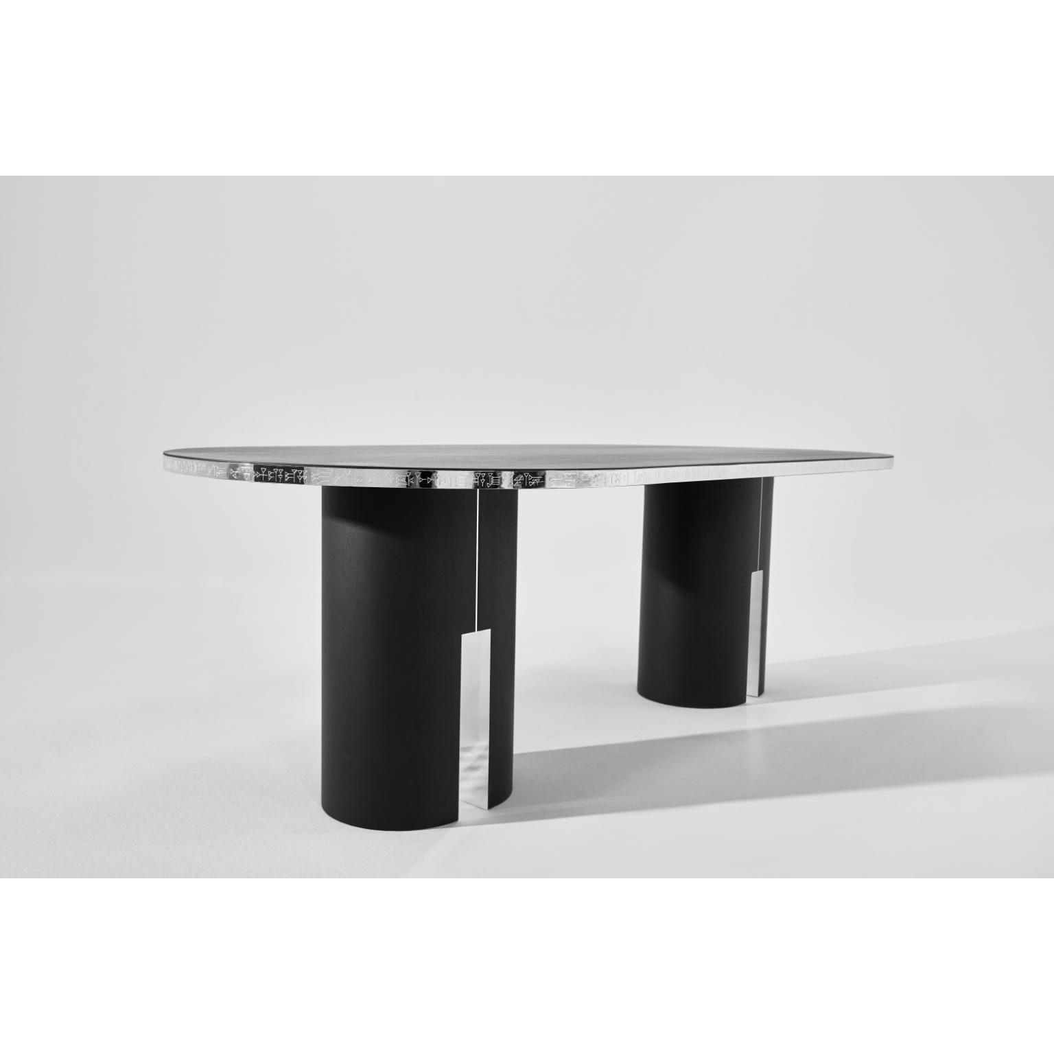 Tabarna Dining Table in Alpi Oak Veneer & Silver-Plated Brass by Marau en venta 2