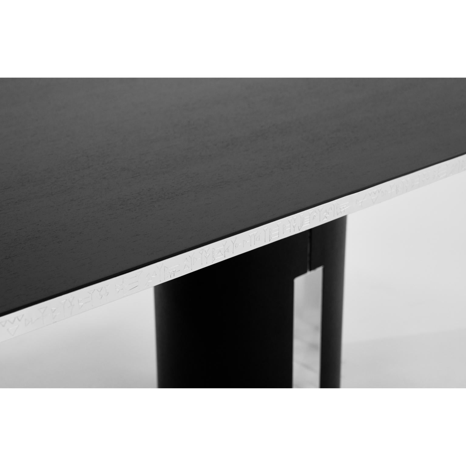Tabarna Dining Table in Alpi Oak Veneer & Silver-Plated Brass by Marau Moderno en venta