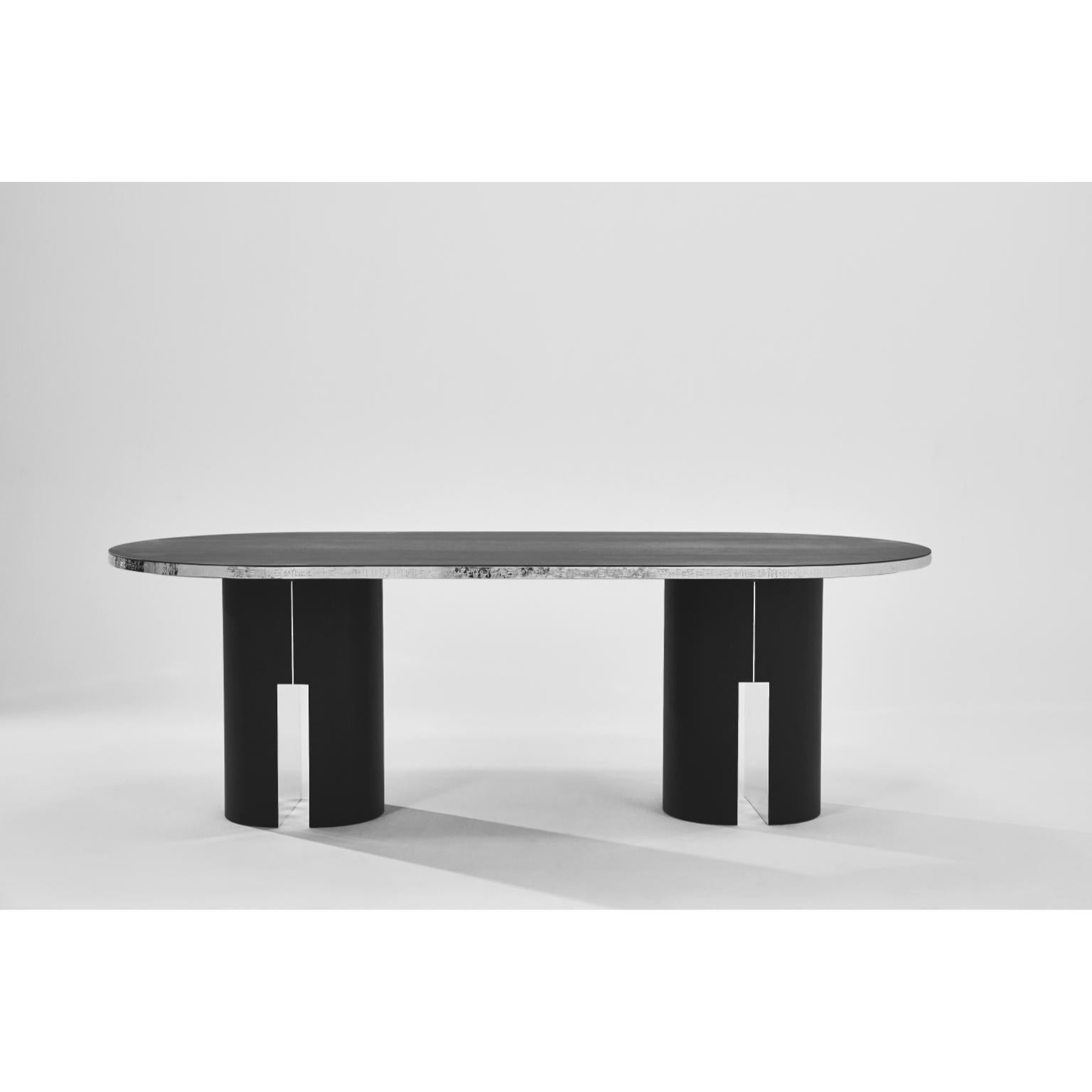 Tabarna Dining Table in Alpi Oak Veneer & Silver-Plated Brass by Marau en venta 1