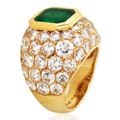 Tabbah, 18K Gold Emerald Diamond Ring