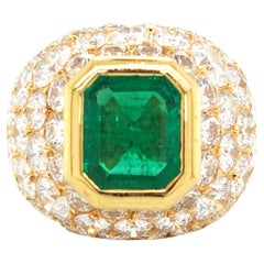 Tabbah, 18K Gold Emerald Diamond Ring