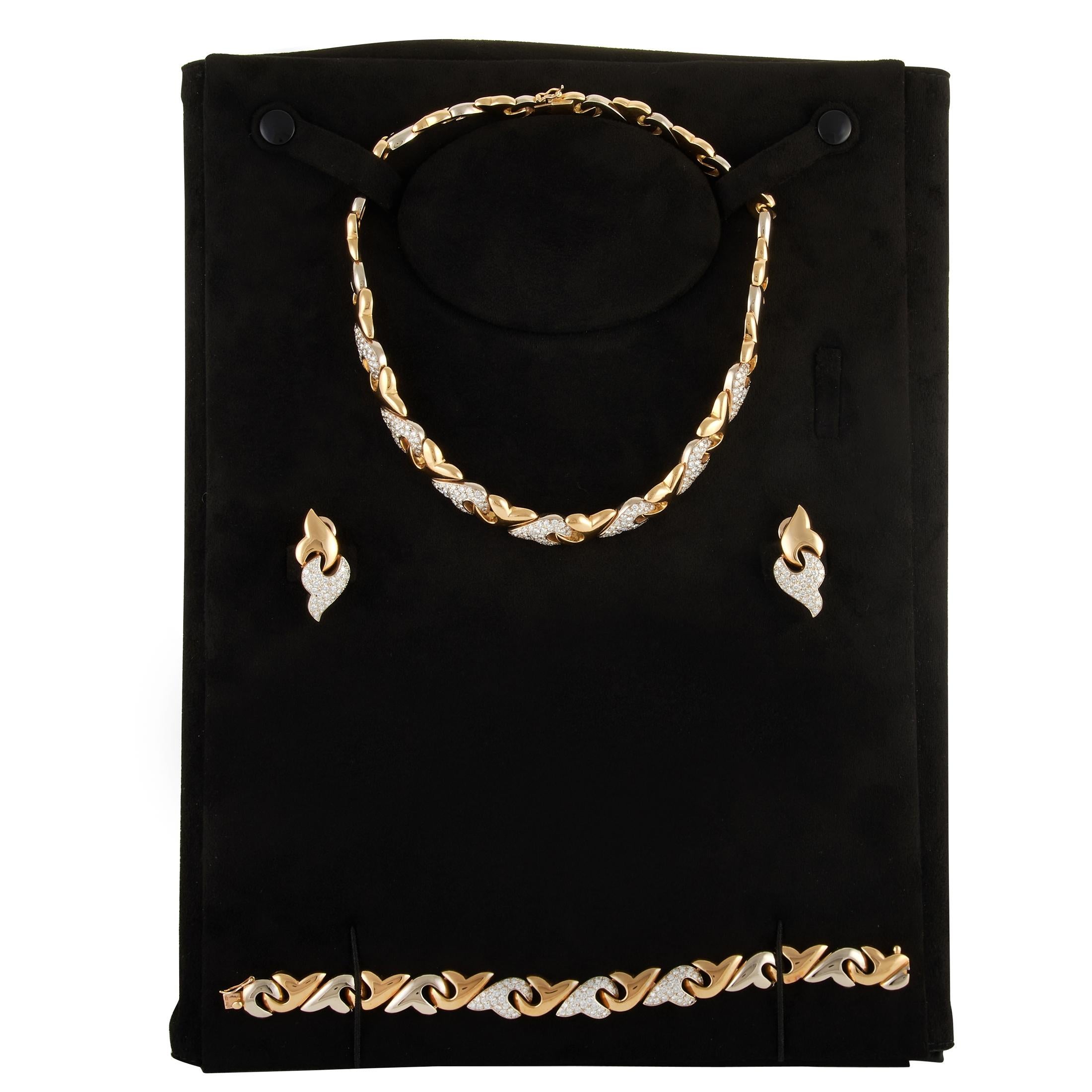 Tabbah 18K Yellow Gold 6.70 Ct Diamond Earrings, Bracelet and Necklace Set 2