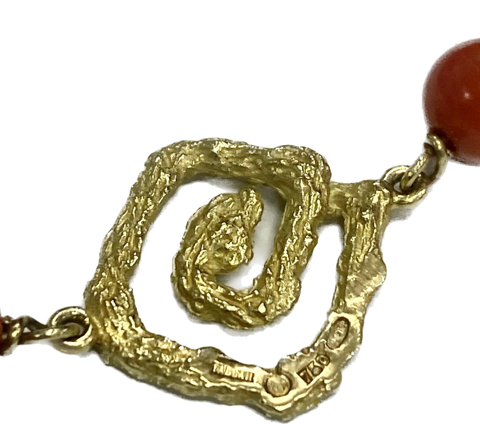 Women's Tabbah Coral Gold Necklace For Sale