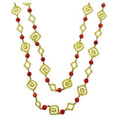 Retro Tabbah Coral Gold Necklace