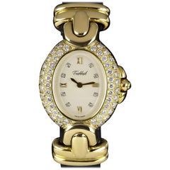 Tabbah Diamond Set Damen Gold Weißes Zifferblatt 75038 Quarz-Armbanduhr