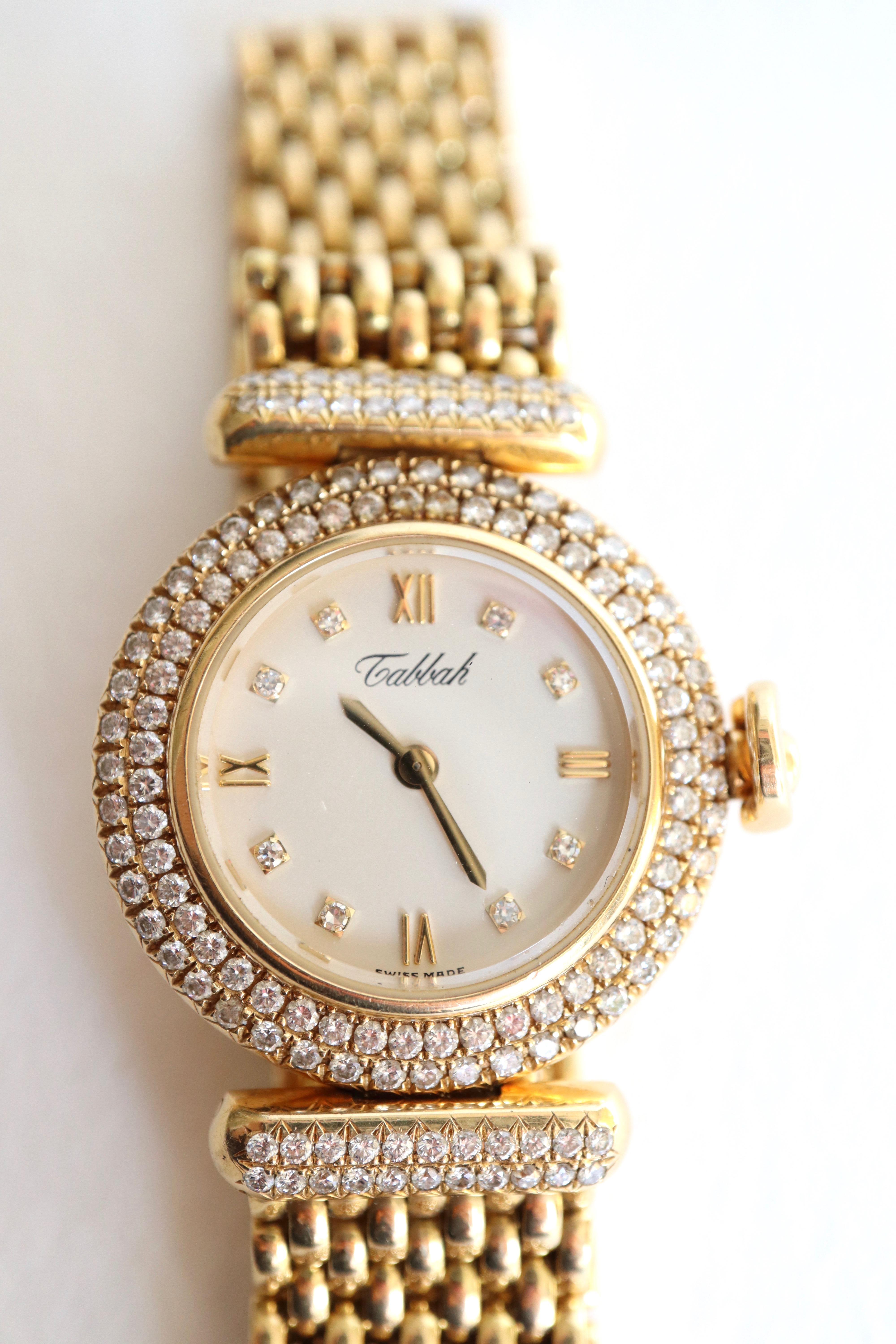 Montre-bracelet Tabbah en or 18 carats et diamants Modèle Béret Bon état - En vente à Paris, FR
