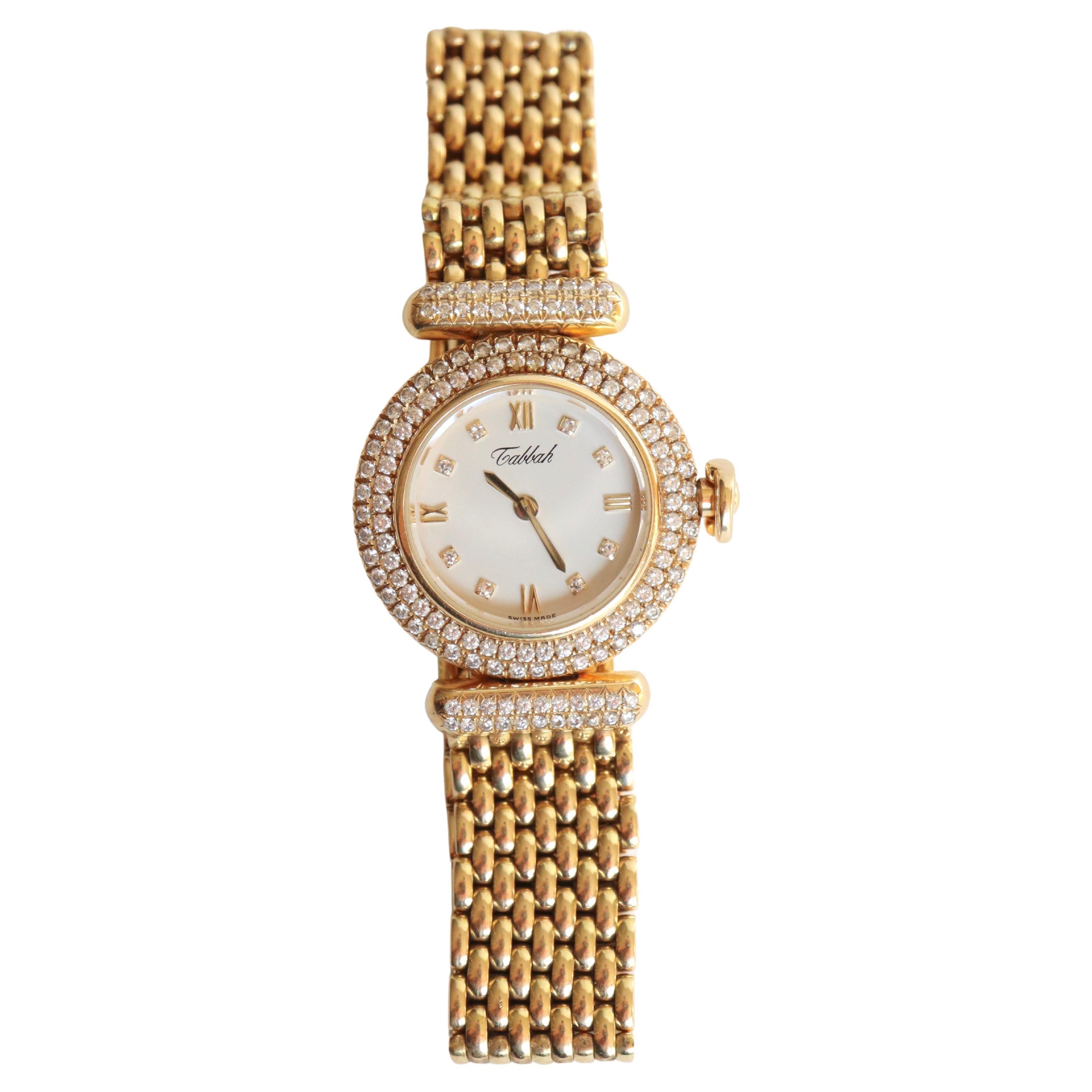 Montre-bracelet Tabbah en or 18 carats et diamants Modèle Béret en vente