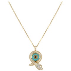 Tabbah Yellow Gold Eye Snake Diamond Pendant