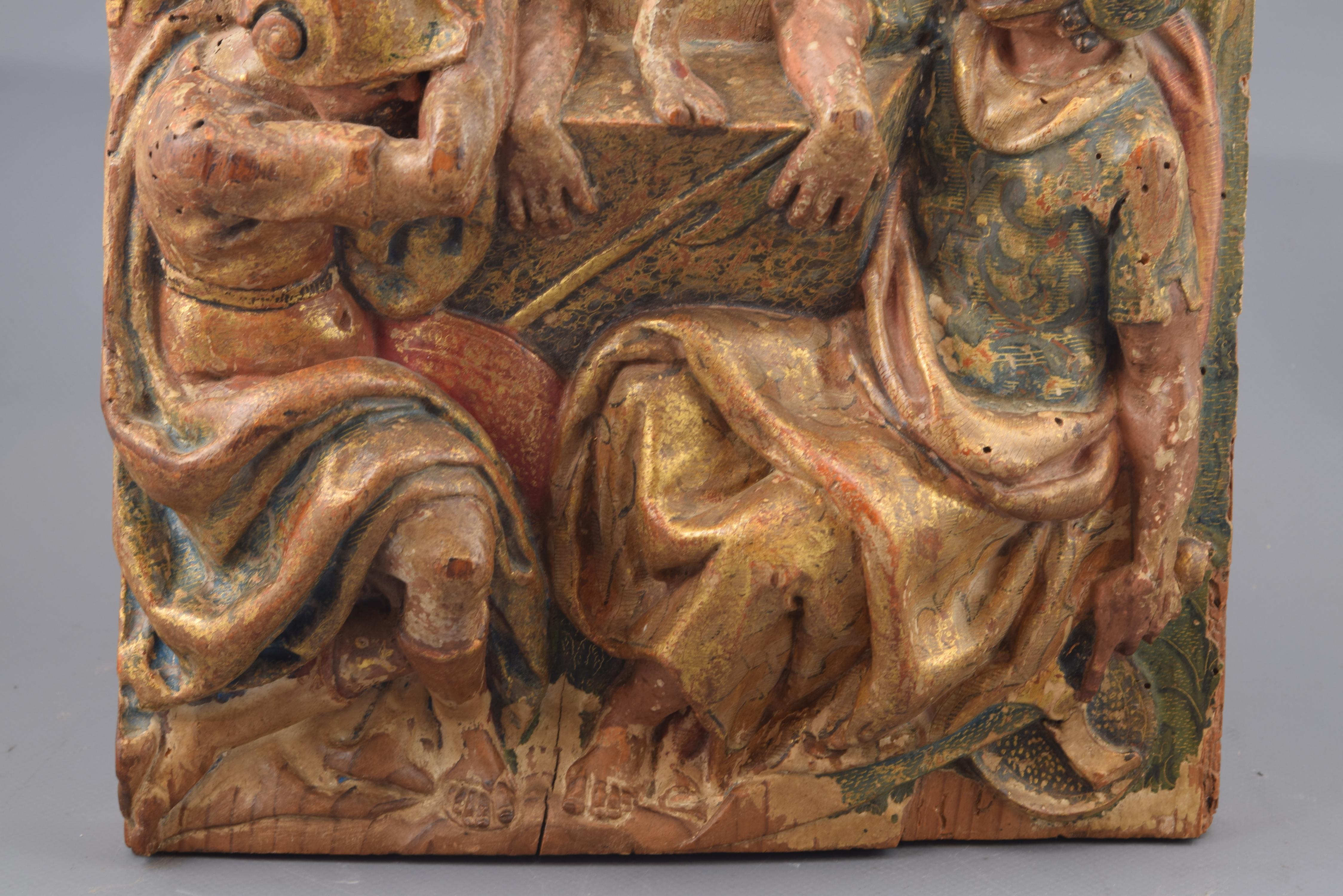 Renaissance Tabernacle Door, Polychromed Wood, 16th Century