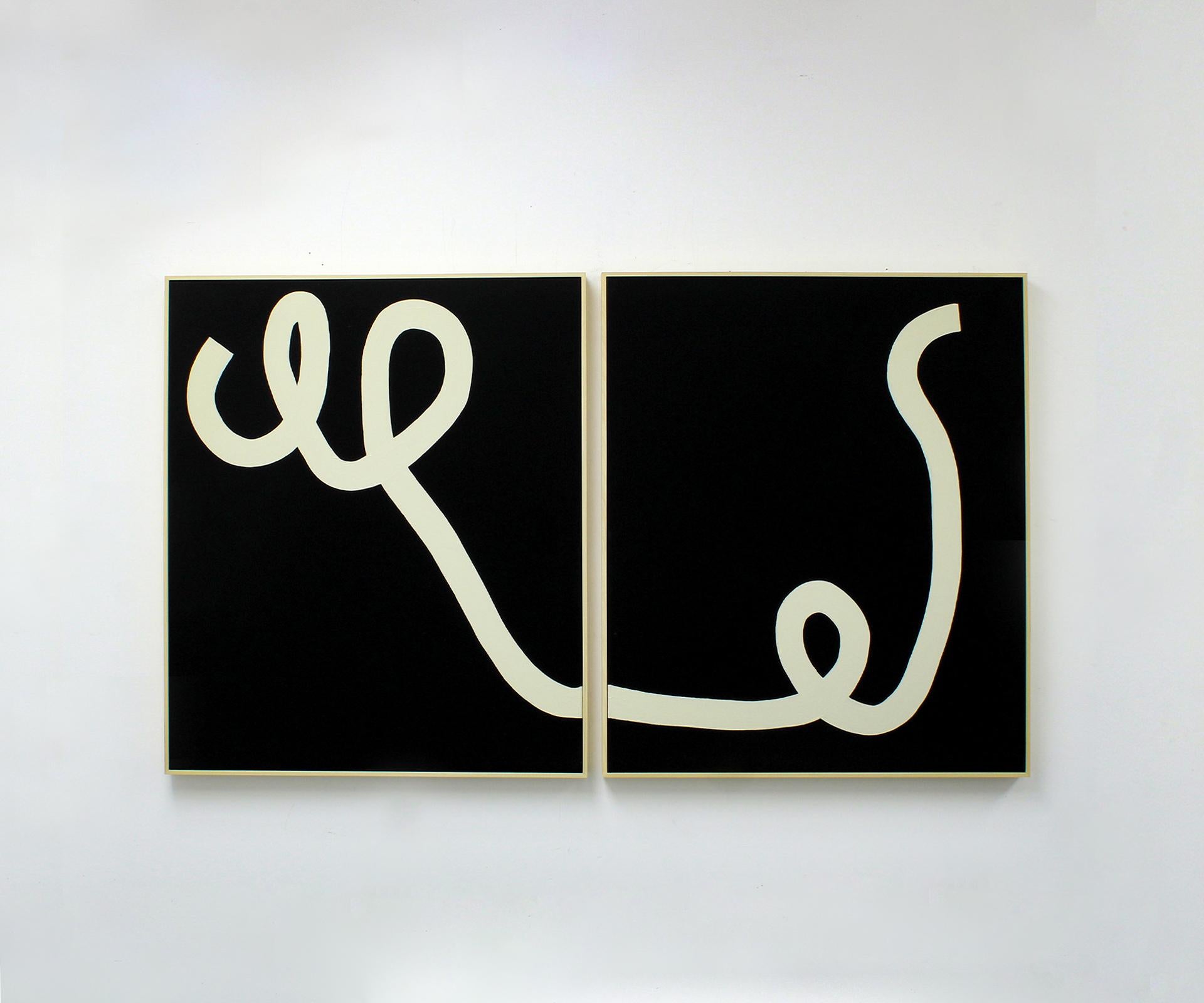 ABSTRACT Diptych Painting Texture Black by Abstract Artist Tabitha Millett 2023 1