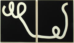 ABSTRACT Diptychon Gemälde Textur Schwarz von abstrakter Künstlerin Tabitha Millett 2023