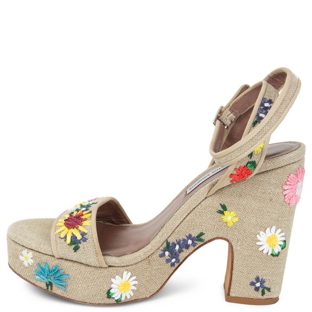 TABITHA SIMMONS beige Segeltuch CALLA MEADOW Plateausandalen Schuhe 38,5 (Beige) im Angebot