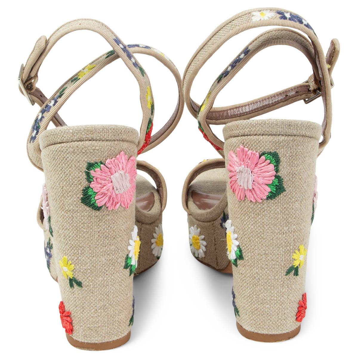 TABITHA SIMMONS beige Segeltuch CALLA MEADOW Plateausandalen Schuhe 38,5 im Zustand „Hervorragend“ im Angebot in Zürich, CH