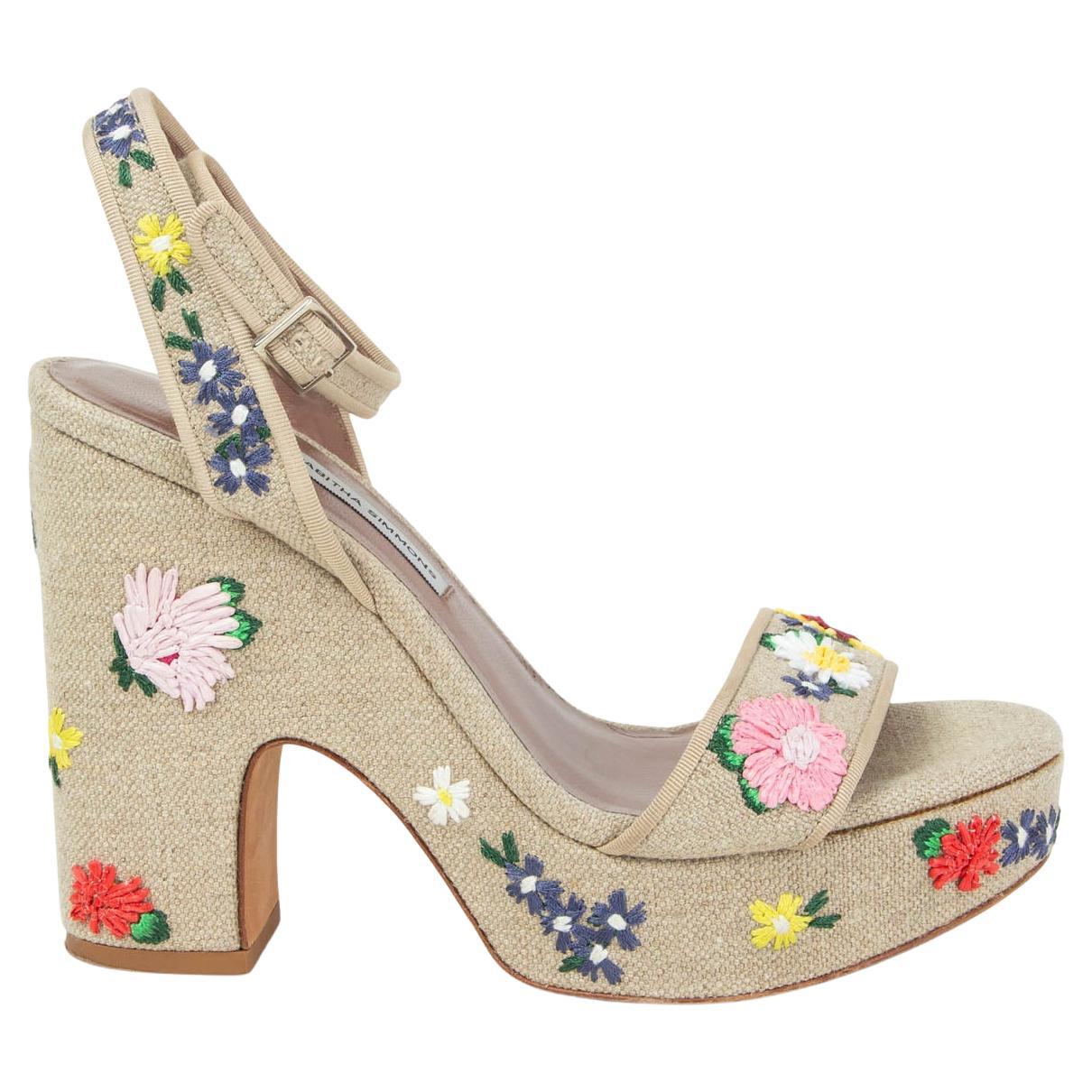 TABITHA SIMMONS beige Segeltuch CALLA MEADOW Plateausandalen Schuhe 38,5 im Angebot