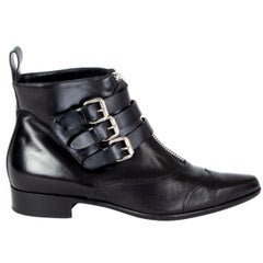 TABITHA SIMMONS black leather EARLY Ankle Boots Shoes 39.5