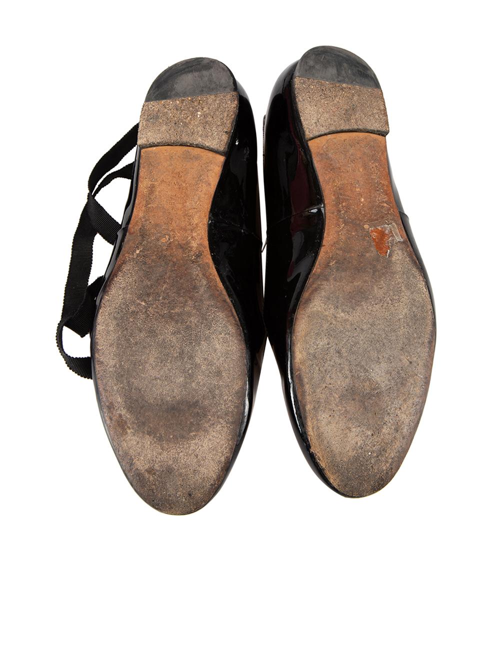 Tabitha Simmons Bailarinas con tiras de charol negro Talla IT 37 en Bueno estado para la venta en London, GB