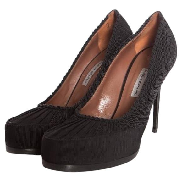Pre-owned Tabitha Simmons , Black Ruched Woven Round-toe Pumps