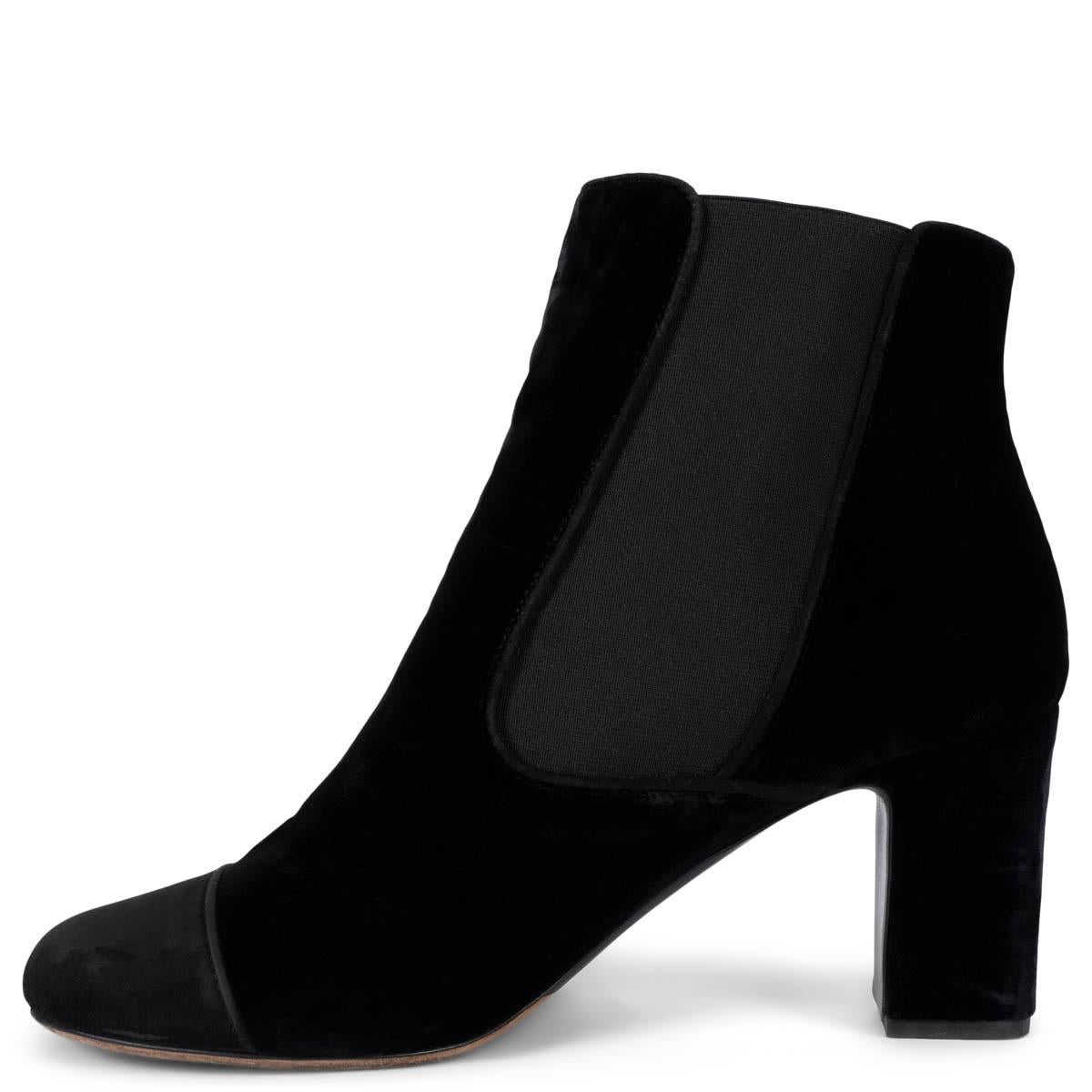 TABITHA SIMMONS black velvet KIKI Ankle Boots Shoes 39.5 In Excellent Condition For Sale In Zürich, CH